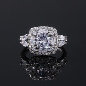 ▶SHINY ROUND CZ SQUARE 925 STERLING SILVER LUXURY WEDDING RINGS FOR WOMEN, L053